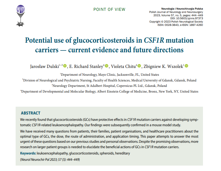 Potential use of glucocorticosteroids (GCs) in CSF1R mutation carriers